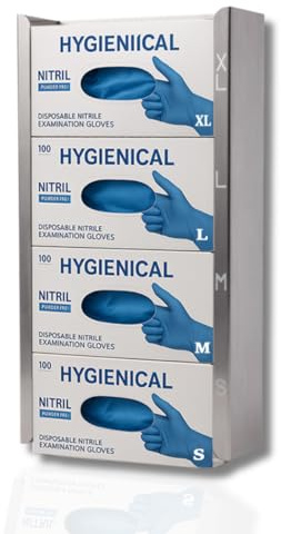 Hygienical Betriebsbedarf 4er Handschuhspender aus Edelstahl, Wandhalter für Handschuhboxen, Hygienischer Handschuhhalter für Einmalhandschuhe