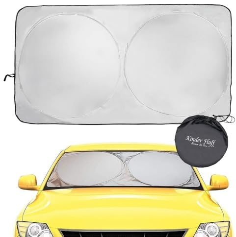 Kinder Fluff Pare-Soleil pour Pare-Brise | Couvre-Pare-Brise Réfléchissant et Pliant & Bloque 99% des Rayons UV | Accessoires pour Fenêtre de Voiture et Intérieur | Paresoleil - XG (167x95cm)