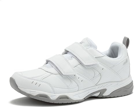 Avia Avi-Union II Strap Non Slip Shoes for Men, Hook and Loop Mens Walking Shoes with Memory Foam - White, 10.5 Medium