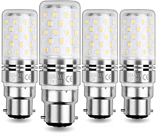 HZSANUE LED Lampadina Mais 12W B22,LED Lampadine Baionetta, 3000K Bianco Caldo, 1350LM, 100W Lampadine a Incandescenza Equivalenti, Non Dimmerabile, Confezione da 4