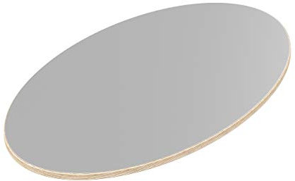 AUPROTEC 18mm Plateau de Table gris 600 mm x 500 mm elliptique Contreplaqué revêtu en mélamine 40cm-200cm au choix Panneau de Contreplaqué en Bouleau : 60x50 cm