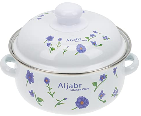 DOITOOL Enamel Stockpot Soup Pot Stew Pot Vintage Saucepan Casserole Pot Nonstick Round Cooking Pot with Lid Handle Pasta Pot for Boiling Milk Noodle Foods