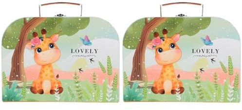Niedlicher Kinderkoffer Im Giraffen-Design 2 Stück Aufbewahrungsboxen Aus Pappe Für Schreibwaren Spielzeug Und Bastelmaterialien - Tragbarer Geschenkbehälter Mit Großem Stauraum