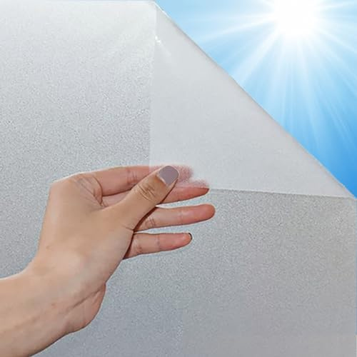 HOMTOL Fensterfolie Milchglasfolie Blickdicht 50x400cm Selbsthaftend Statische Sichtschutzfolie Fenster Statischhaftend Fenster Glasfolie Statische Haftung Milchfolie mit Anti-UV für Zuhause Büro Matt