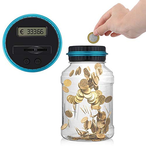 Comptage Automatique des Pièces Comptage d'argent Banque Pièces d'une Capacité 1,8 L Peut Contenir Plus 800 Pièces Pot Compteur Pièces pour Papier-Monnaie Et Tirelire (EUR)