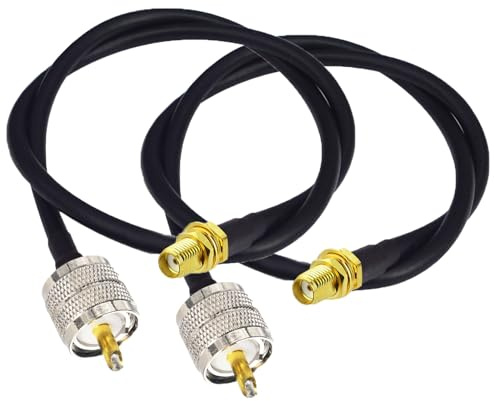 YILIANDUO Cable coaxial RF SMA hembra de 50 cm a UHF PL-259 macho RG58 para analizadores de antena, antenas portátiles básicas y radios CB, radios Baofeng (2 piezas)