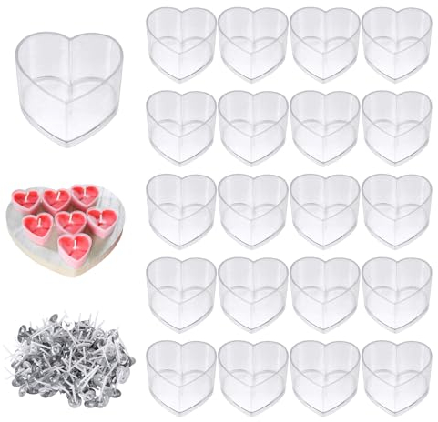 RYAN 50 Piezas Kit Velas Trros para Velas con 100 Kit Hacer Velas Mechas Juego de Velas DIY para Decoración de Bodas Decoración de Mesa Cumpleaños Sala de Estar 18 x 40 mm/Forma de Corazón