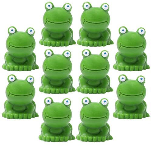 BESPORTBLE Mini Frogs: 10 Pcs Miniature Green Resin Frog Statues - Realistic and Cute Small Animal Ornaments for Garden Home Office Decoration