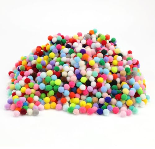 TIANLIN Filzkugeln Bunt, 2000 Stücke PomPoms 10mm, Pompons zum Basteln, Hohe Elastizität Polyester-Seidenmaterial DIY Dekoratives Spielzeug, für Partydekorationen Handgemachte Geschenke