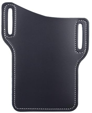 Retro Echtes Leder Hüfttasche Herren, Multifunktional Handytasche, Handy Gürtel Holster Taille Tasche, Etui Gürtelschlaufe, Doppelschicht Holster für Alle Telefone Unter 6.5 inch(Schwarz)