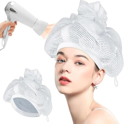 ACCZ Cappellino plop in Rete per asciugare i Capelli Ricci, Cappuccio per Capelli con Coulisse, Cuffia riscaldante per Capelli Riutilizzabile per Le Donne Che asciugano i Capelli Lunghi e Corti