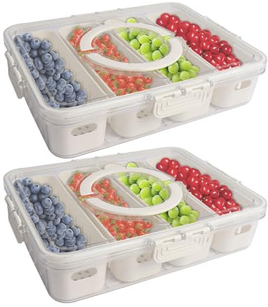Gzsekken Fresh Food Storage Containers with Lids Airtight,Fridge Food Storage Containers Food Fresh Box with 4 Pack Removable Colander for Fruit Salad Vegetables BPA Free Clear Sealed Keeper-2Pack