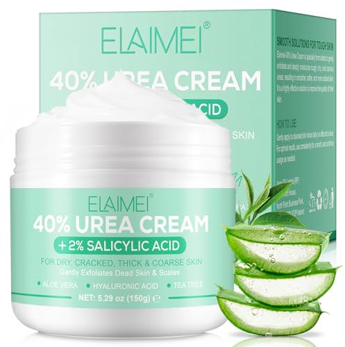 40% Urea Creme plus 2% Salicylsäure - Hyaluronsäure, Teebaum und Aloe Vera Fußcreme spendet intensive Feuchtigkeit Urea Creme für Fuß und Hand Maximale Stärke - Hornhautentferner für rissige Füße, Fer