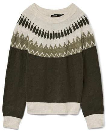 VERO MODA dam Vmsimone Ls Nordic tröja Ga Rep Boo stickad tröja, Druva blad, M