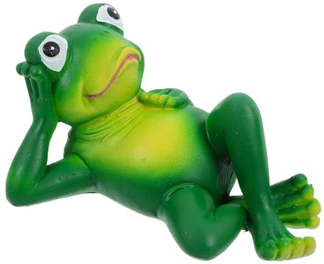 IWOWHERO Frosch Resin Ornament Niedliche Frosch Skulptur Als Gartendekoration Für Innen Und Außen Handbemalt Mit Lebendigen Farben Wetterfest Für Garten Terrasse Und Balkon