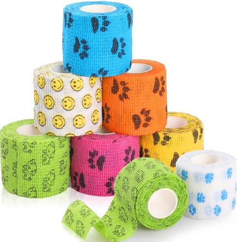 GeeRic 7 Rollen Selbsthaftende Bandage Hund Vet Wrap Pet Selbstklebender Verband 5cm x4,5 m,Selbstklebender Verband,Cohesive Haftbandage Elastische Binde Fixierbinde für Katze Hund Pferd Finger