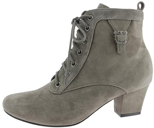 Hirschkogel Damen Trachten Stiefelette, Stivali Tradizionali Donna, Antracite, 38 EU