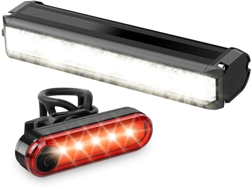 Super Bright 6 LED Bike Light for Night Riding, 2025 Front and Back Taillight Reflectors Rechargeable Bicycle Lights Set 5 Modes IPX6 Waterproof MTB Off-Road Cycling Commuting