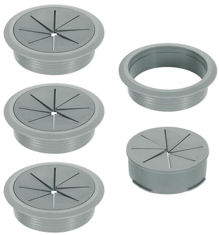 sourcing map 4 Pcs Desk Grommet, Fit 80mm/3.15 Plastic Cable Hole Cover Bulk Top Hat Grommet Desk Hole Cover for Cables Home Office, Dark Gray