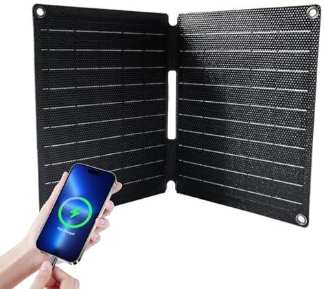 Bexdug Caricabatterie Solare, Pannello Solare Portatile, Generatore Inverter per Ricarica Cellulare Esterno Campeggio Trekking Zaino Sopravvivenza Attività Outdoor