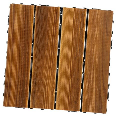 WHAMVOX Anticorrosive Wood Floor for Outdoor Use Interlocking Deck Tile Patio Flooring for Balcony and Garden Wooden Flooring for Deck Renovation