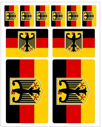Generisch 10 Stück Flaggen Aufkleber Deutschland Bundes Adler Set | Sticker Germany Adler BRD Autoaufkleber