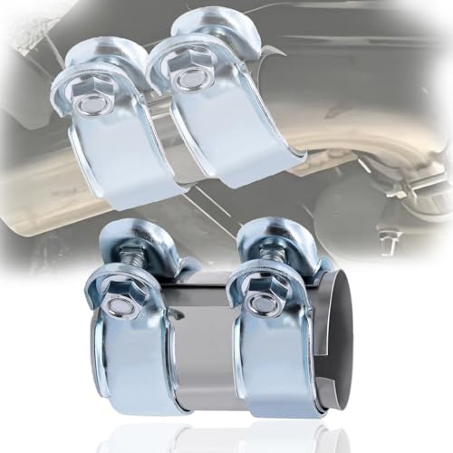 Abrazadera Tubo De Escape 55mm, Conector Tubo De Escape Doble, Acero Inoxidable, Abrazadera Escape Universal Para Mayoría Los Coches Motos (50 x 95mm)