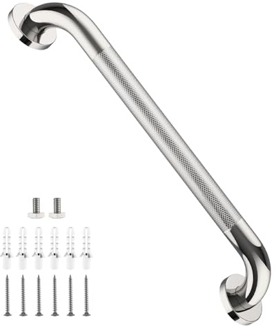 Shower Grab Bar 20 Inch, iHansee Chrome Bathroom Grab Bar w/Anti-Slip Knurled Grip - 1.25 Diameter, Stainless Steel Bath Safety Bars for Senior Elderly, Wall Mounted Toilet Bathtub Balance Handrail
