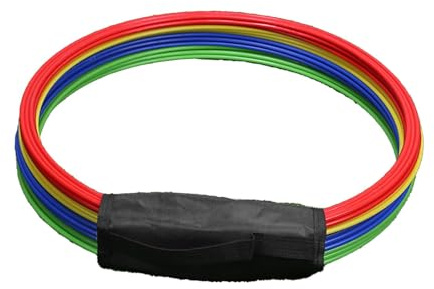 SZLIFE 12x Anelli per L'agilità con Una Maniglia Portatile, Anelli di Allenamento di Calcio in Plastica, Attrezzatura da Allenamento per Aumentando La delle Gambe, La velocità, L'equilibrio, 50 Cm