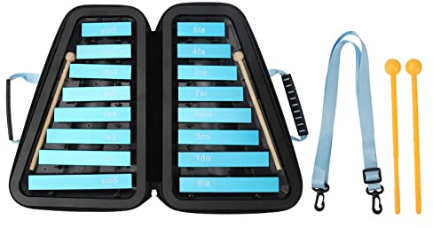 Campanas resonadoras cromáticas Azul Instrumento Musical Glockenspiel Tune Niños Juguete Educativo ABS Aleación de Aluminio Madera sintética 15 Canciones Populares Incluidas