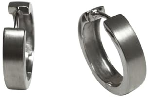 Orecchini a cerchio unisex in argento sterling 925, 18 x 4 mm, cerniera pieghevole, parzialmente opacizzato, rotondi