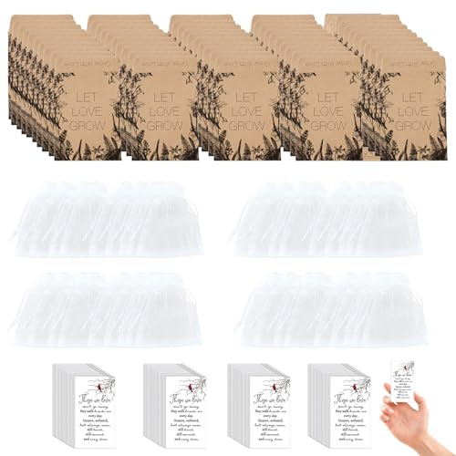 Forget-Me-Not Memorial Seed Packets – 50 Sets with Envelopes, Prayer Cards, and Organza Gift Bags – Thoughtful Funeral Favors for Guests to Honor Loved Ones