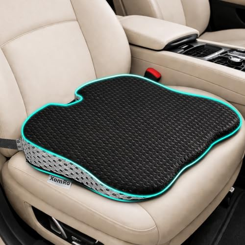 XomRo Car Seat Cushion for Driving Memory Foam Car Wedge Seat Cushion Seat Booster Height Increase Posture Support Breathable 4D Mesh Pad Adjustable Straps Universal Fit Vehicle Office Chair