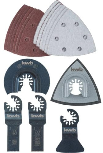 kwb Multitool-Zubehör Set, 17-teilig, inkl.Tauchsägeblatt, Schaber, Schleifteller und Schleifpapier
