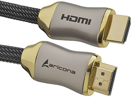 Aricona HDMI Kabel - Premium High End HDMI Kabel 2 Meter - Gold Serie - HDMI 2.0/1.4a - 4K Ultra HD, 3D, Full HD, 1080p, ARC, Ethernet