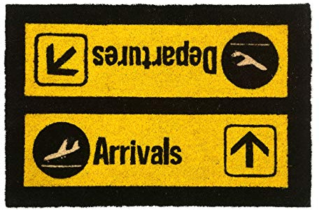 CKB LTD® ARRIVALS AND DEPARTURES Airport Novelty DOORMAT Unique Doormats Front/Back Door Mats Made with a non-slip PVC backing - Natural coir - Indoor & Outdoor