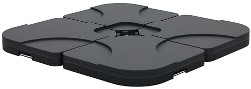 Outsunny Lot de 4 Pied de Parasol Poids de lestage carré avec poignée pour Parasol A remplir d'eau jusqu'à 60 kg ou de Sable jusqu'à 72 kg 50 x 50 x 8 cm polyéthylène Haute densité Noir