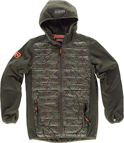 Work Team Chaqueta combinada con 2 bolsos laterales, con capucha. HOMBRE Verde Caza+Camuflage Marrón XL