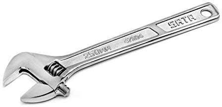 SATA ST47204SC 10-Inch Adjustable Wrench/Spanner with Forged Alloy Steel Body, Wide Jaw, and Chrome Plated Finish