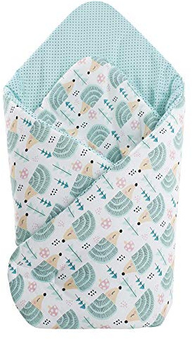 Medi Partners Steckkissen 100% Baumwolle 75x75cm Einschlagdecke Babyhörnchen doppelseitig weich ganzjährig multifunktional antiallergisch Babys Medi Partners (Minze Igeln)