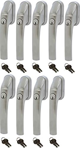 ABUS FG300 ER, abschließbarer Fenstergriff in Edelstahl-Optik, im Set 9 Stück alle gleichschließend AL0089 mit insgesamt 18 Schlüssel