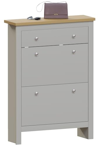 Vida Designs Arlington Schuhschrank mit 2 Türen und Schublade Aufbewahrung Schrank Ständer Gestell MDF Grau