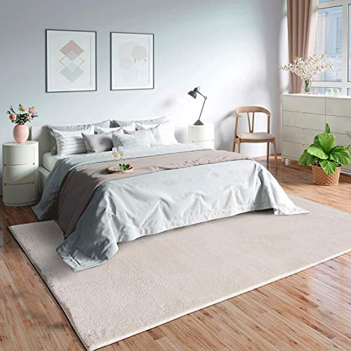 Mia's Teppiche Olivia Wohnzimmer/Schlafzimmer Teppich - waschbar - 160x220 cm, Creme