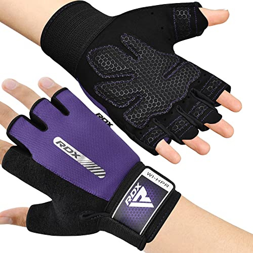 RDX Guanti Palestra Traspiranti per Fitness con Protezione Antiscivolo Sollevamento Pesi Workout Esercizio Allenamento Antisudore Bodybuilding Polso Imbottiti HIIT Pull-up Powerlifting Uomo e Donna