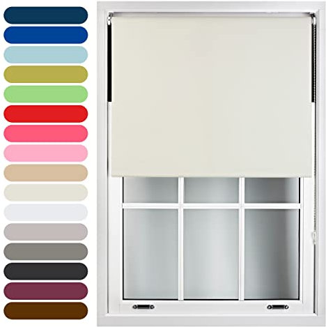 FURNISHED Rollos, Thermo-Verdunkelungsrollo – zuschneidbare, isolierte UV-Schutz, kindersicher, einfache Montage, Fensterjalousien für Zuhause und Büro, Creme, 140W x 210H cm