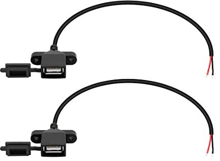 Cable desnudo RIIEYOCA USB hembra de 2 pines, Cable de alimentación USB con tapa antipolvo, Cable flexible DIY, para equipo USB instalado o reparación de reemplazo