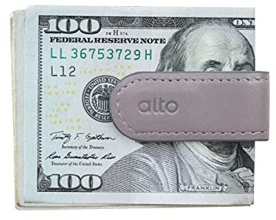 Alto Magnetischer Lederclip, hochwertiges italienisches Leder-Kabelclip, Geldklammer (zementgrau)