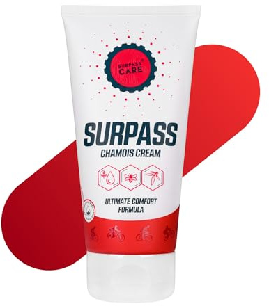 SURPASS Crema para Culotes 170ml - sin Parafina - Crema Antirozaduras 96% Natural - Alivio para las Rozaduras en el Sillín para Ciclistas - Anti Rozaduras para Hombres y Mujeres