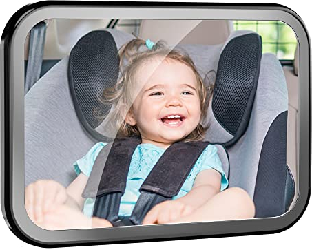 Baby Autospiegel, Drehbarer Nach Hinten Gerichteter Autositz Spiegel mit Breiter, Klarer Sicht, Bruchsicherer&Verstellbarer Konvexer Autorücksitzspiegel für Kleinkinder, Flexibel und Stabil