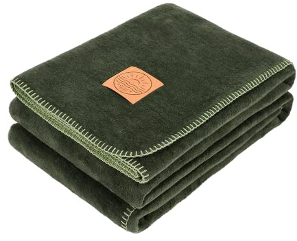 Depotex Wohndecke Doubleface 150x200 cm Tagesdecke Kuscheldecke Sofadecke Zweifarbig Flauschig Wendeoptik, Farbe :Dark Green - Green